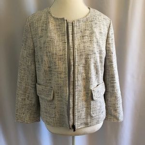 Ann Taylor Factory White Structured Zipper Blazer